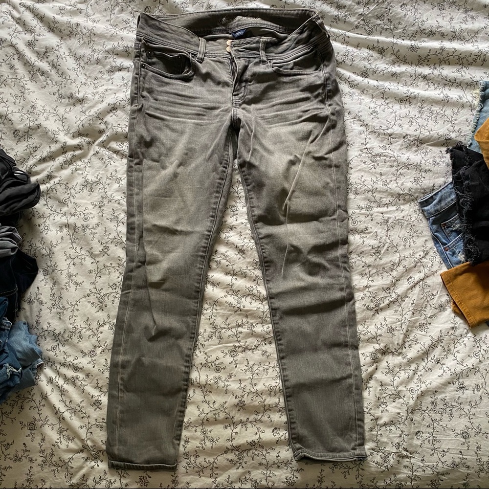 AE grey skinny jeans ankle-length